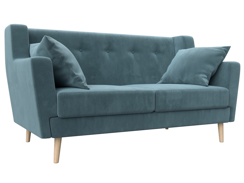 Диван кухонный прямой Брайтон 2, Велюр, SEVEN 113 бирюзовый