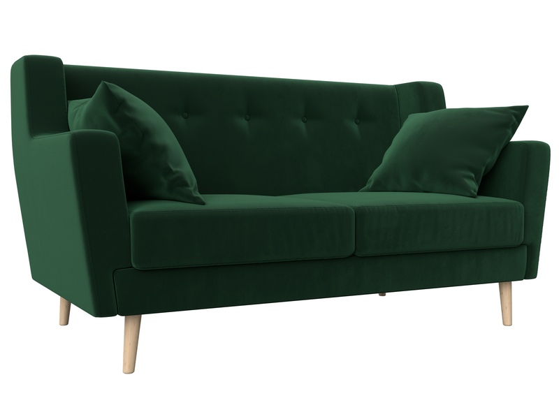 Диван кухонный прямой Брайтон 2, Велюр, SEVEN 626 зеленый