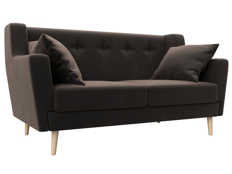 Диван кухонный прямой Брайтон 2, Велюр, SEVEN 727 коричневый