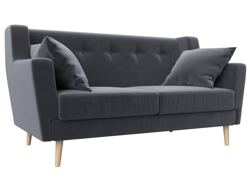 Диван кухонный прямой Брайтон 2, Велюр, SEVEN 17 серый