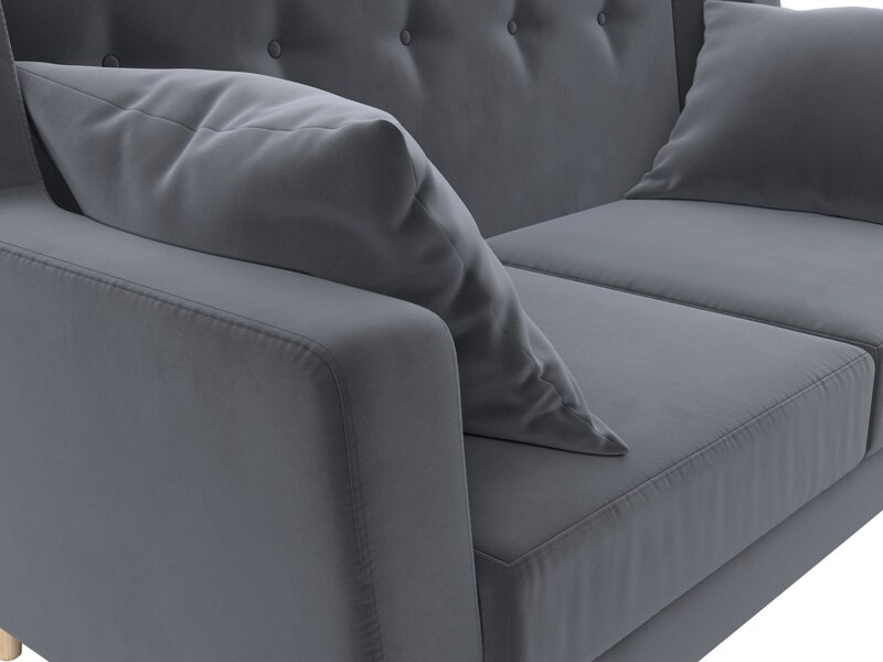 Диван кухонный прямой Брайтон 2, Велюр, SEVEN 17 серый