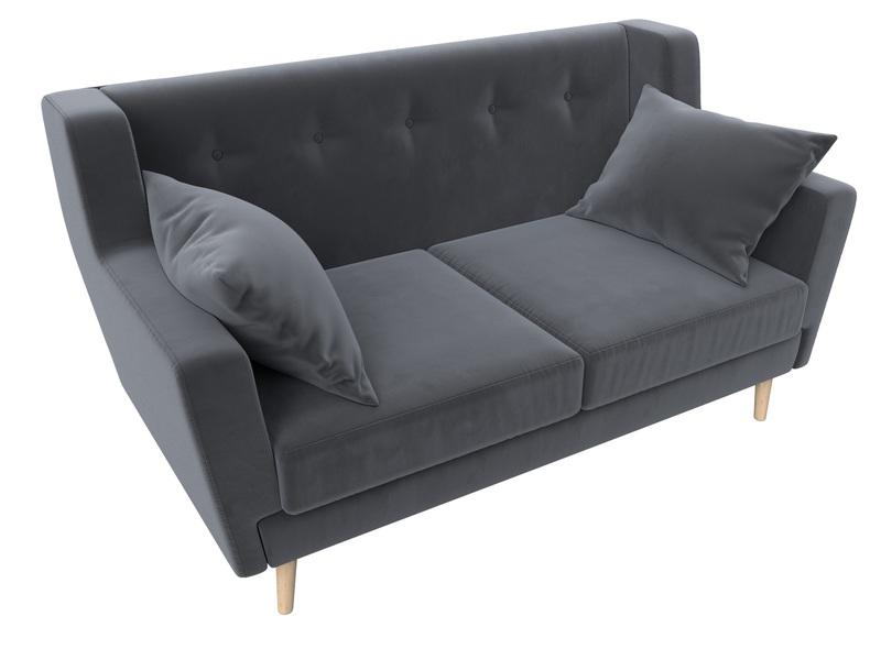 Диван кухонный прямой Брайтон 2, Велюр, SEVEN 17 серый