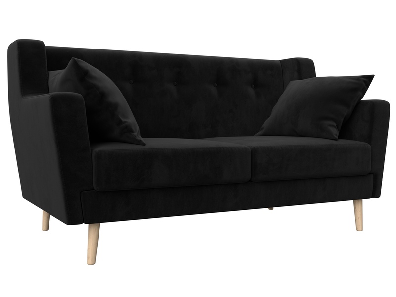 Диван кухонный прямой Брайтон 2, Велюр, SEVEN 35 черный