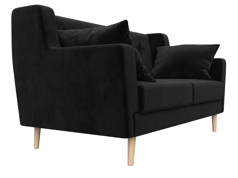 Диван кухонный прямой Брайтон 2, Велюр, SEVEN 35 черный