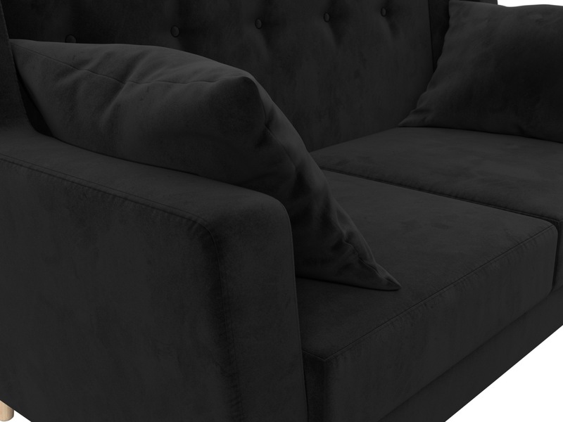 Диван кухонный прямой Брайтон 2, Велюр, SEVEN 35 черный