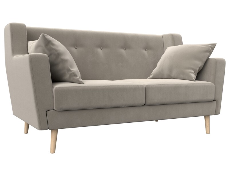 Диван кухонный прямой Брайтон 2, Микровельвет, Бежевый