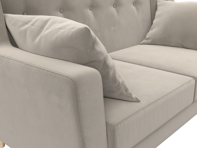 Диван кухонный прямой Брайтон 2, Микровельвет, Бежевый