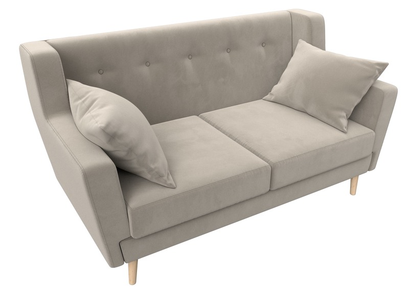 Диван кухонный прямой Брайтон 2, Микровельвет, Бежевый