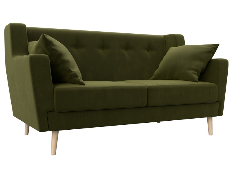 Диван кухонный прямой Брайтон 2, Микровельвет, Зеленый