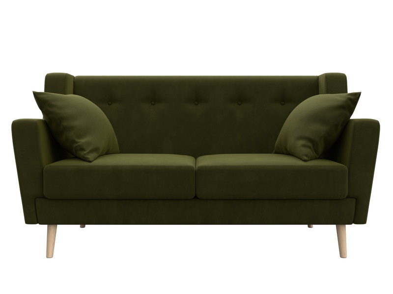 Диван кухонный прямой Брайтон 2, Микровельвет, Зеленый