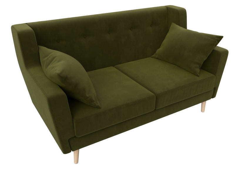 Диван кухонный прямой Брайтон 2, Микровельвет, Зеленый