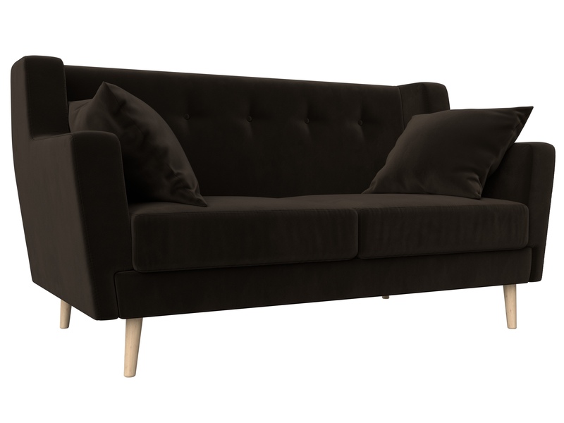 Диван кухонный прямой Брайтон 2, Микровельвет, Коричневый