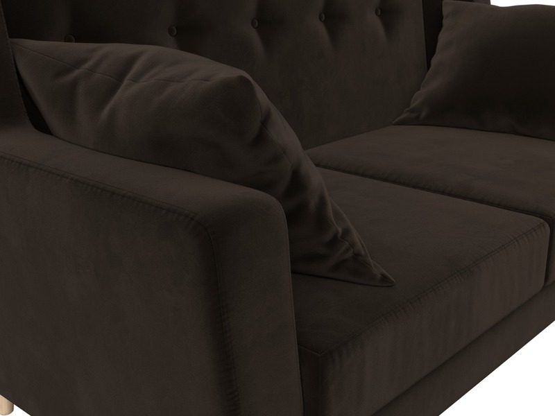 Диван кухонный прямой Брайтон 2, Микровельвет, Коричневый