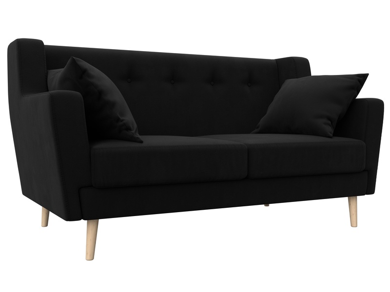 Диван кухонный прямой Брайтон 2, Микровельвет, Черный