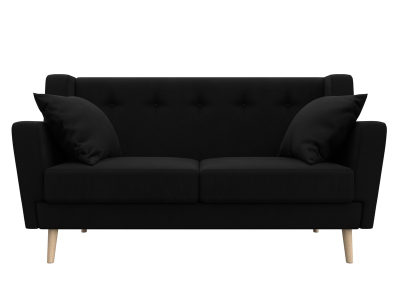 Диван кухонный прямой Брайтон 2, Микровельвет, Черный