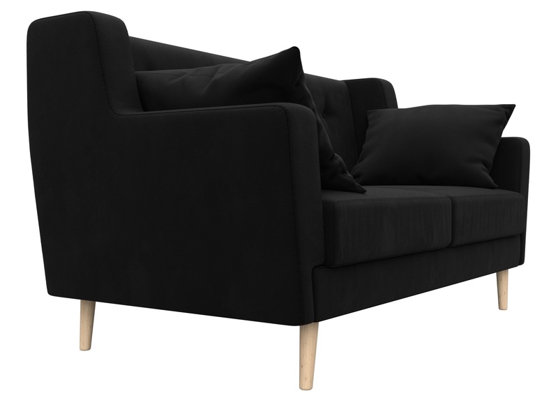 Диван кухонный прямой Брайтон 2, Микровельвет, Черный