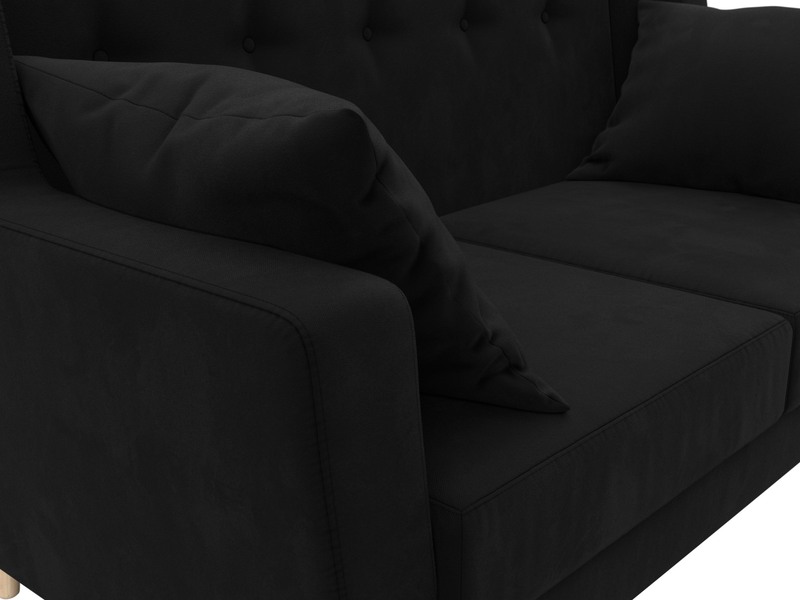 Диван кухонный прямой Брайтон 2, Микровельвет, Черный