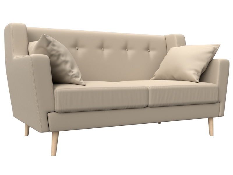 Диван кухонный прямой Брайтон 2, Экокожа, Бежевый