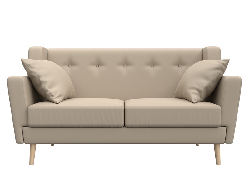 Диван кухонный прямой Брайтон 2, Экокожа, Бежевый