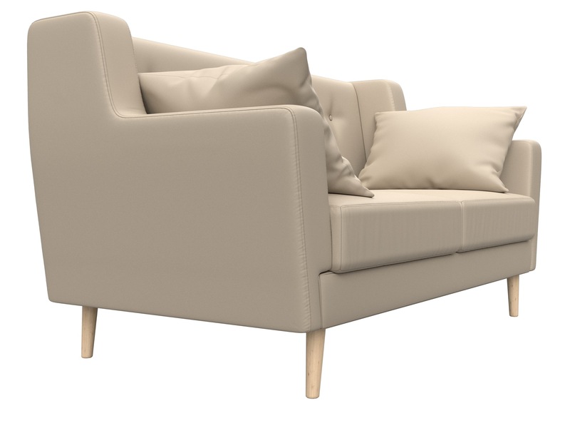 Диван кухонный прямой Брайтон 2, Экокожа, Бежевый