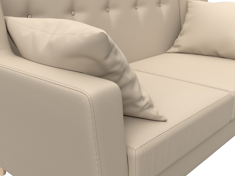 Диван кухонный прямой Брайтон 2, Экокожа, Бежевый