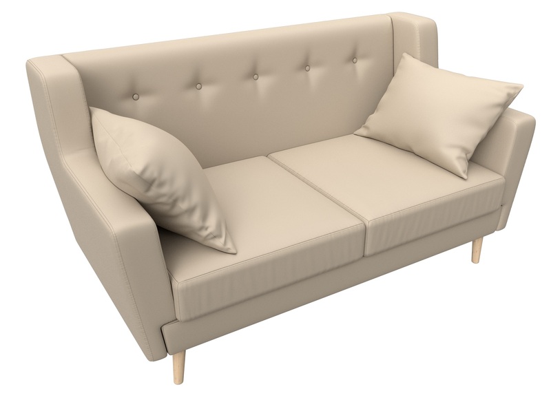 Диван кухонный прямой Брайтон 2, Экокожа, Бежевый