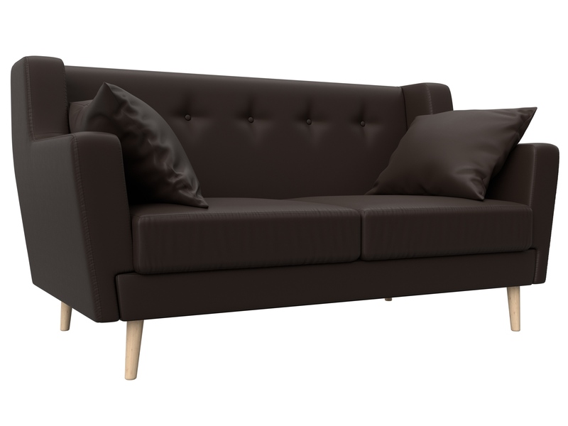 Диван кухонный прямой Брайтон 2, Экокожа, Коричневый