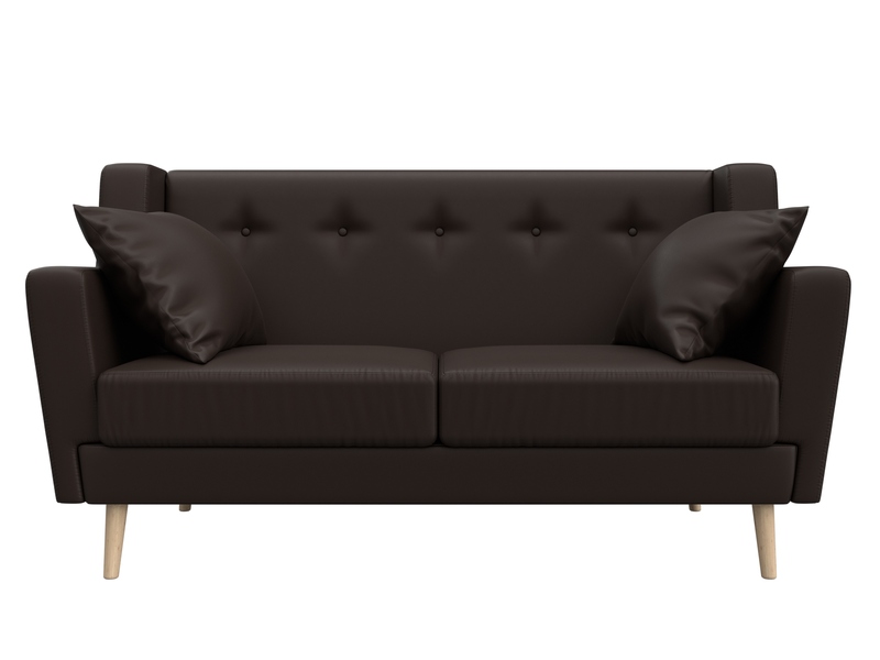 Диван кухонный прямой Брайтон 2, Экокожа, Коричневый