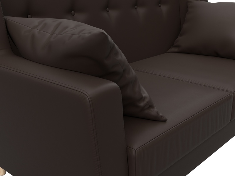 Диван кухонный прямой Брайтон 2, Экокожа, Коричневый