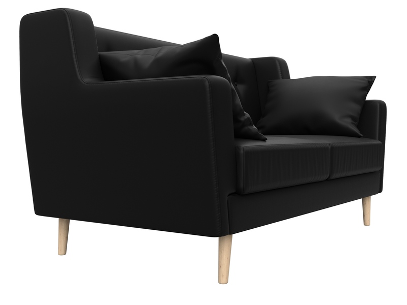 Диван кухонный прямой Брайтон 2, Экокожа, Черный