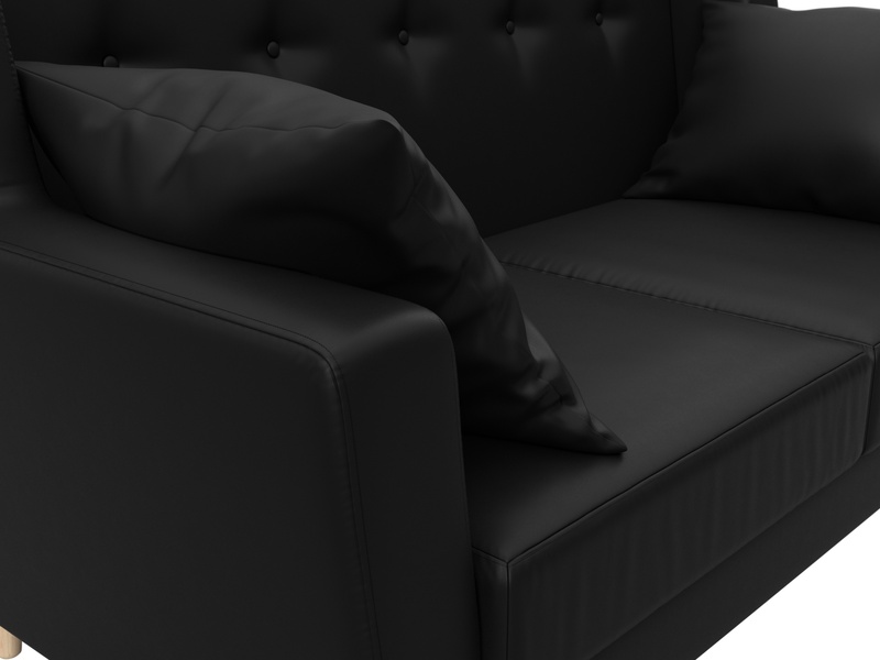 Диван кухонный прямой Брайтон 2, Экокожа, Черный