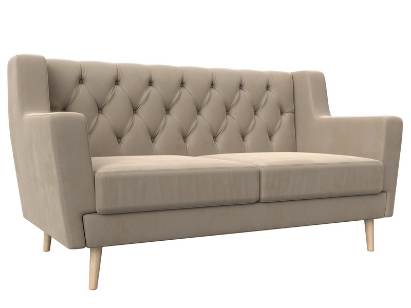 Диван кухонный прямой Брайтон 2 Люкс, Велюр, SEVEN 729 бежевый