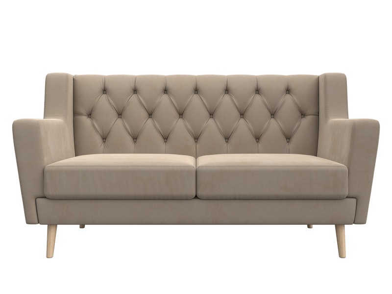 Диван кухонный прямой Брайтон 2 Люкс, Велюр, SEVEN 729 бежевый