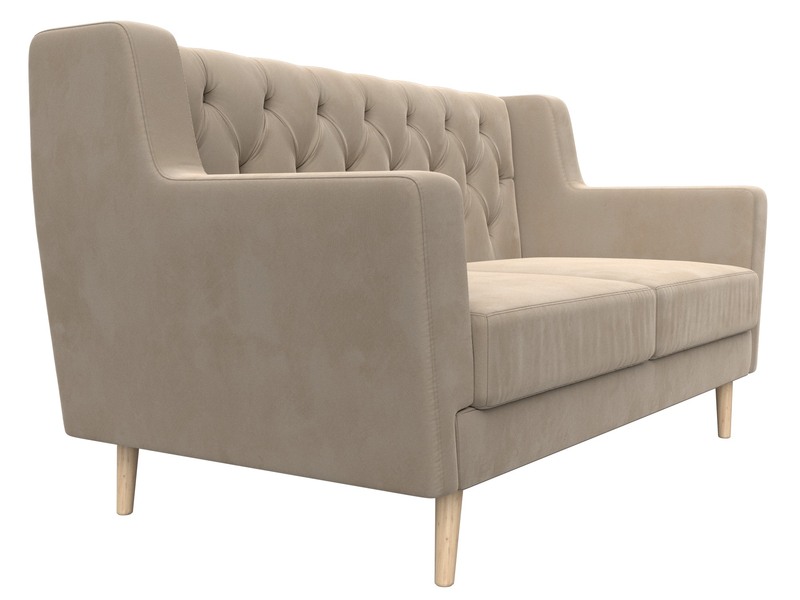 Диван кухонный прямой Брайтон 2 Люкс, Велюр, SEVEN 729 бежевый