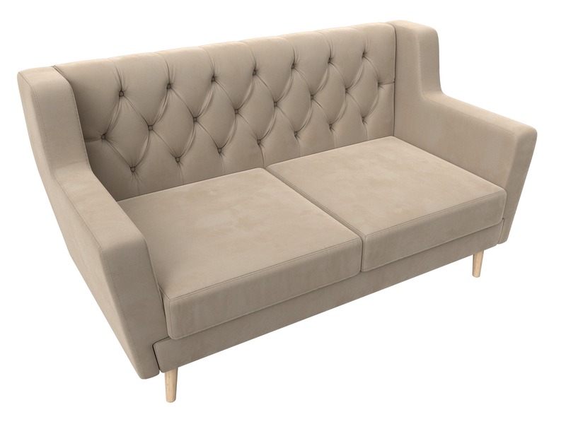 Диван кухонный прямой Брайтон 2 Люкс, Велюр, SEVEN 729 бежевый