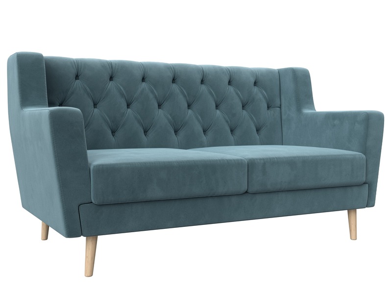 Диван кухонный прямой Брайтон 2 Люкс, Велюр, SEVEN 113 бирюзовый