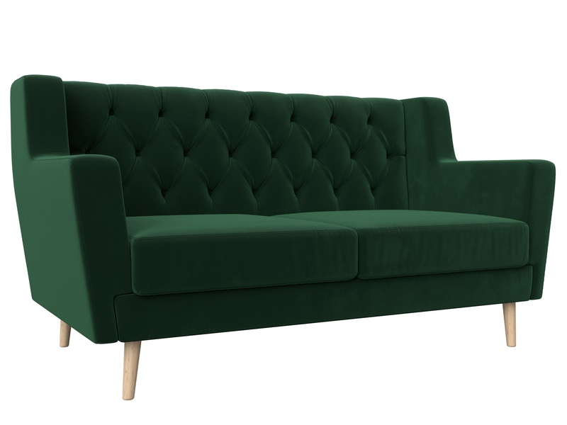 Диван кухонный прямой Брайтон 2 Люкс, Велюр, SEVEN 626 зеленый