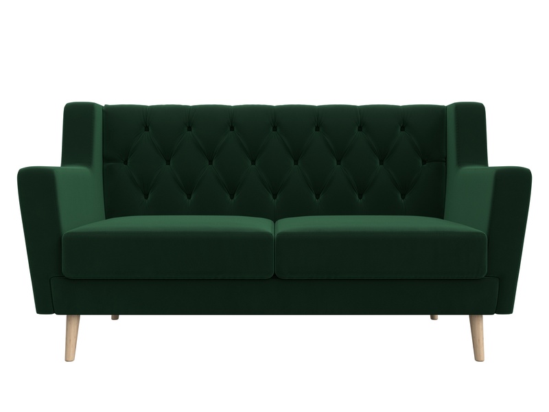 Диван кухонный прямой Брайтон 2 Люкс, Велюр, SEVEN 626 зеленый