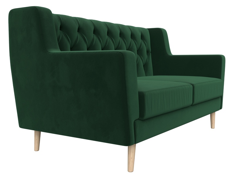 Диван кухонный прямой Брайтон 2 Люкс, Велюр, SEVEN 626 зеленый