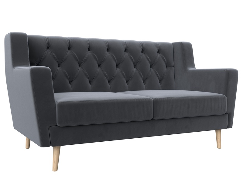 Диван кухонный прямой Брайтон 2 Люкс, Велюр, SEVEN 17 серый