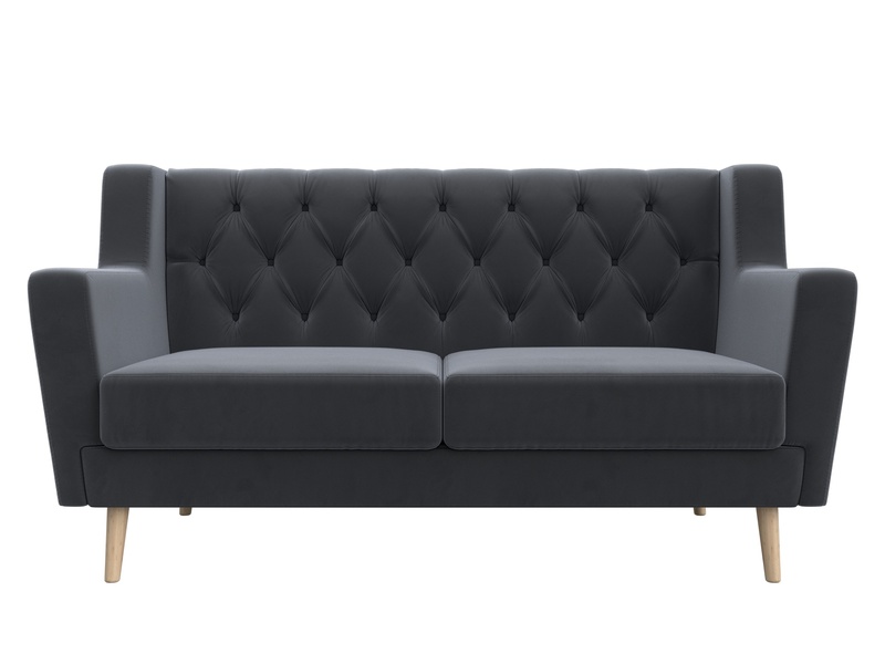 Диван кухонный прямой Брайтон 2 Люкс, Велюр, SEVEN 17 серый