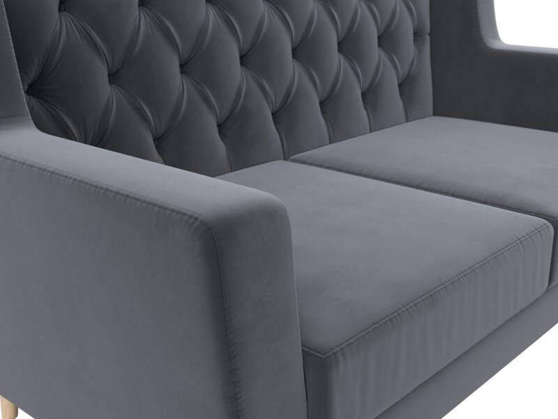 Диван кухонный прямой Брайтон 2 Люкс, Велюр, SEVEN 17 серый