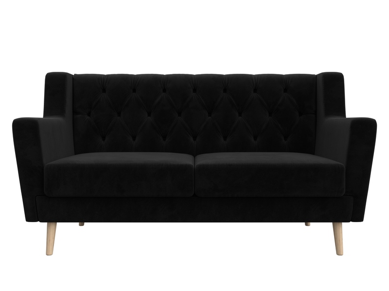 Диван кухонный прямой Брайтон 2 Люкс, Велюр, SEVEN 35 черный