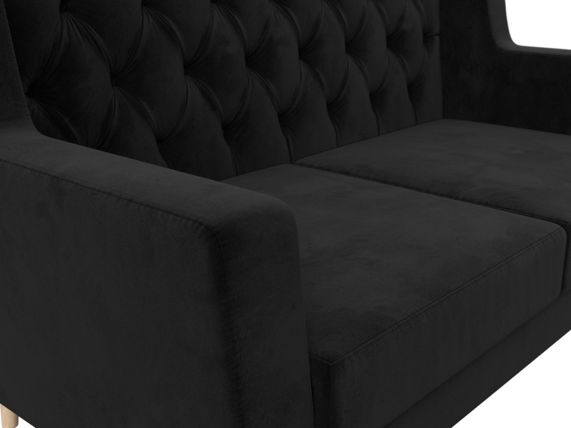 Диван кухонный прямой Брайтон 2 Люкс, Велюр, SEVEN 35 черный
