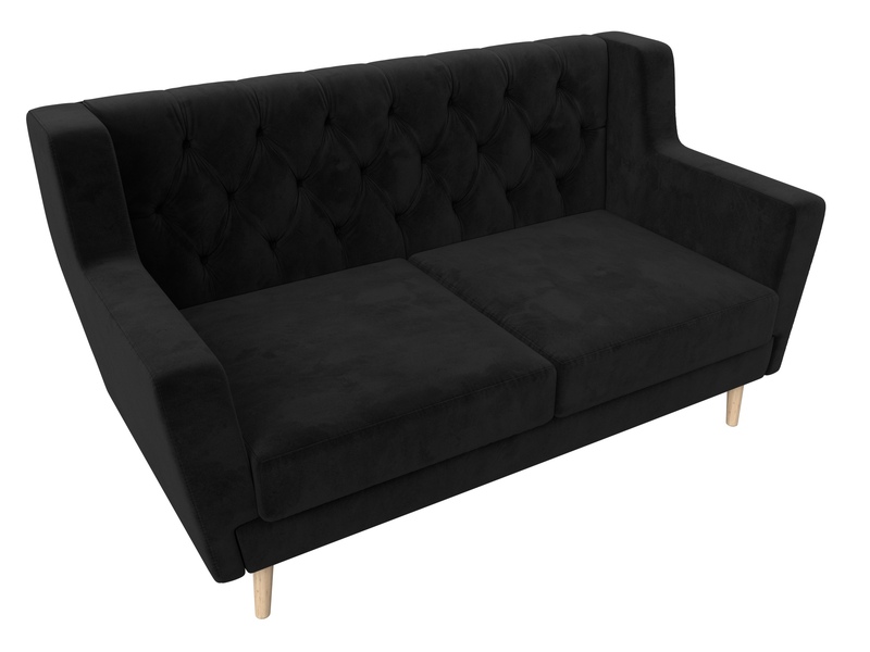 Диван кухонный прямой Брайтон 2 Люкс, Велюр, SEVEN 35 черный