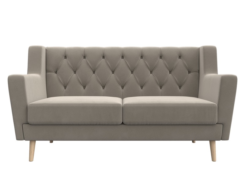 Диван кухонный прямой Брайтон 2 Люкс, Микровельвет, Бежевый