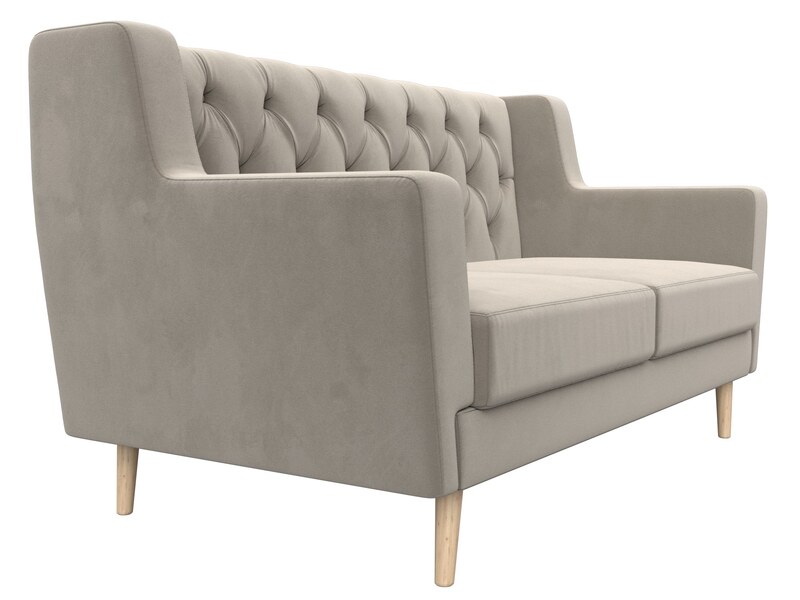 Диван кухонный прямой Брайтон 2 Люкс, Микровельвет, Бежевый