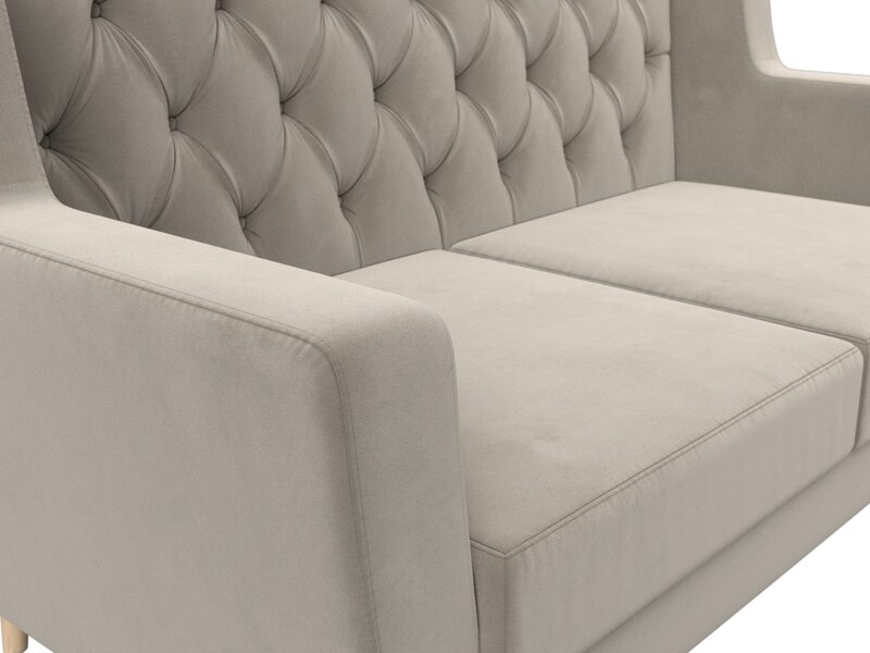 Диван кухонный прямой Брайтон 2 Люкс, Микровельвет, Бежевый