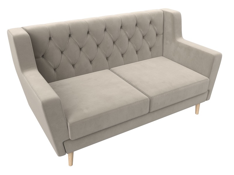 Диван кухонный прямой Брайтон 2 Люкс, Микровельвет, Бежевый