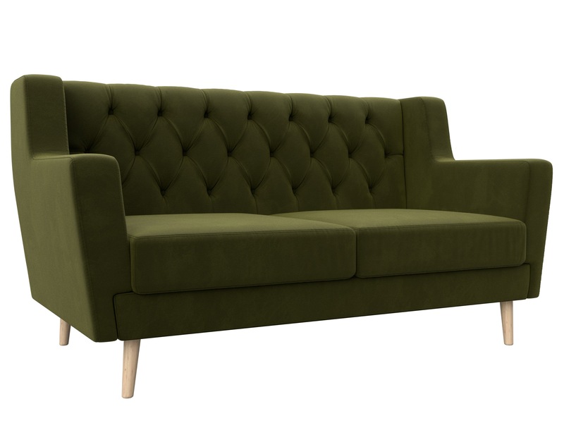 Диван кухонный прямой Брайтон 2 Люкс, Микровельвет, Зеленый